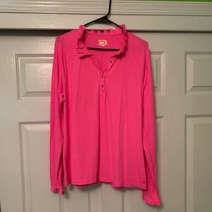 Pink athletic button up